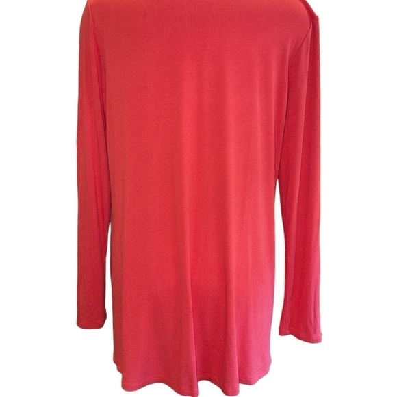 Soft Surroundings Women's Top Size M Red Long Sleeve V Neck Comfort Hi Low Hem - Picture 6 of 8
